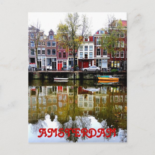 Carte Postale Amsterdam Canal Rainy Spring Day (Devant)