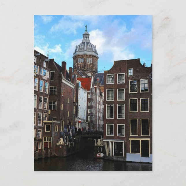 Carte Postale Amsterdam Canal Sunny Day De Wallen (Devant)