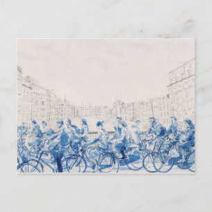 Carte Postale Amsterdam : faire du vélo dans la ville