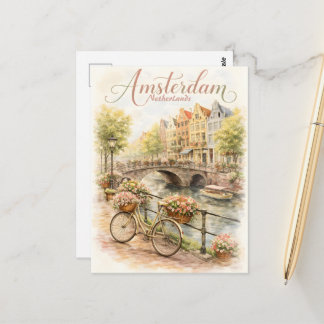 Carte Postale Amsterdam Pays-Bas aquarelle