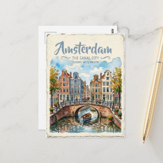 Carte Postale Amsterdam Pays-Bas aquarelle
