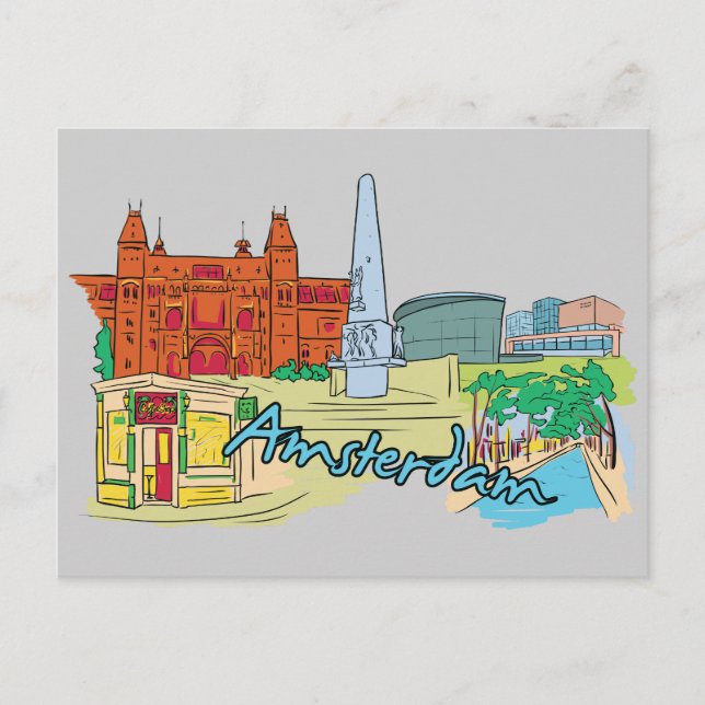 Carte Postale Amsterdam, Pays-Bas Célèbre Ville (Devant)