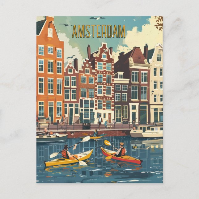 Carte Postale Amsterdam Pays-Bas Travel (Devant)