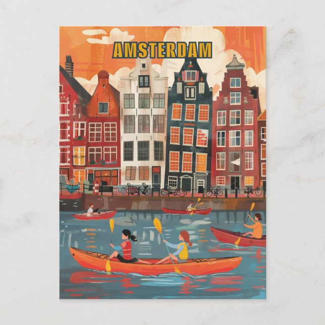 Carte Postale Amsterdam Pays-Bas Travel (Devant)