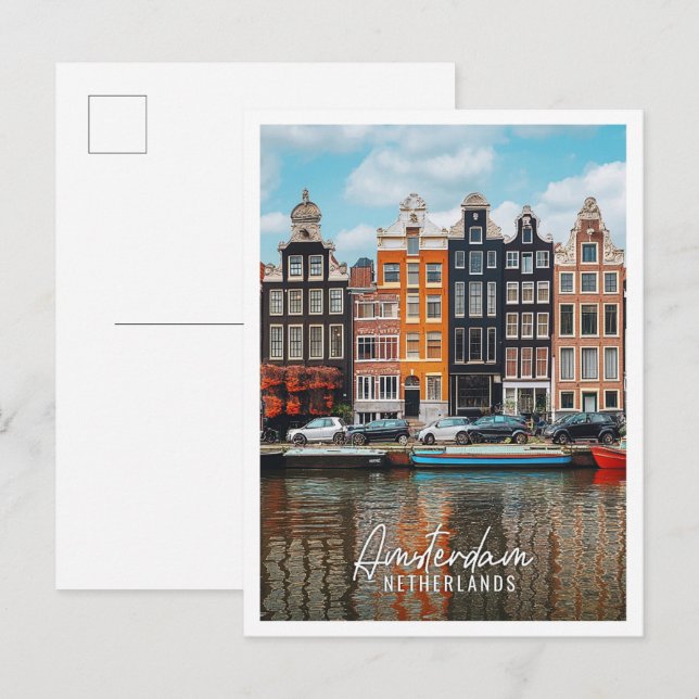 Carte Postale Amsterdam Pays-Bas ville est la belle touris (Devant / Derrière)