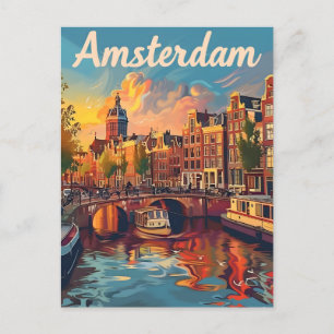 Carte Postale Amsterdam Sunset Serenity : Canal Cruise
