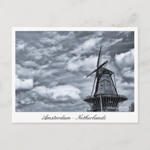 Carte Postale Amsterdam, Windmill, Ciel nuageux - Pays-Bas