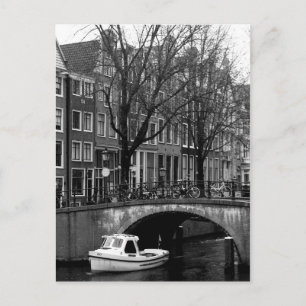 Carte Postale Amsterdam Winter Canal Boat Scene