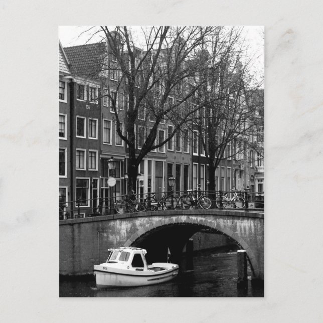 Carte Postale Amsterdam Winter Canal Boat Scene (Devant)