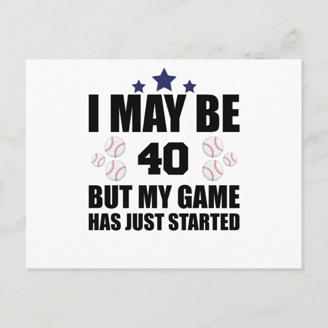 Carte Postale Amusant 40e anniversaire de base-ball Fan 40 ans d (Devant)