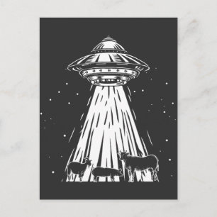 Carte Postale Amusant Agriculture Vaches Aliens UFO Abduction fe