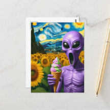 Amusant Alien Avec Crème De Glace Faux Van Gogh