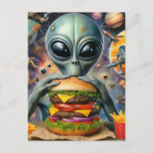 Amusant Alien Manger Cheeseburger