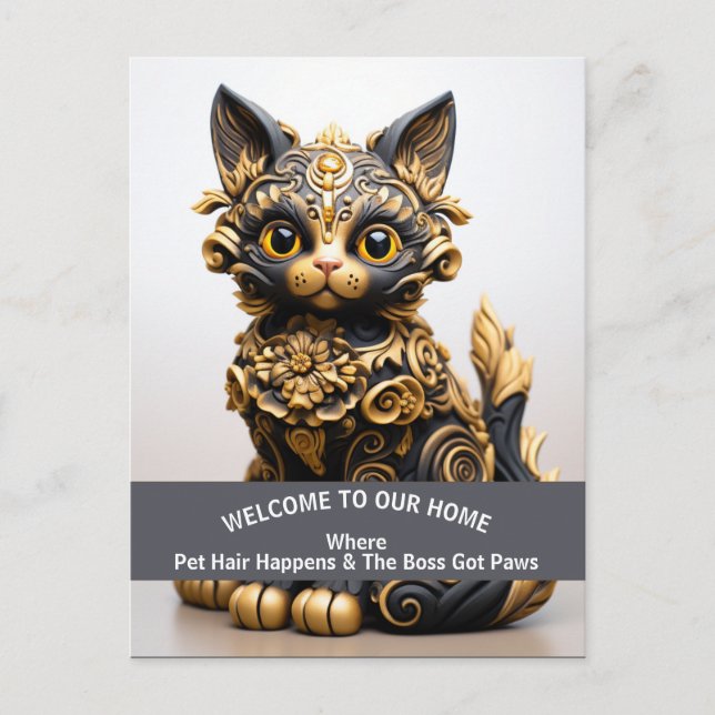 Carte Postale Amusant animal de compagnie accueil avertissement (Devant)