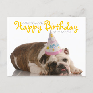 Carte Postale Amusant anniversaire de Bulldog