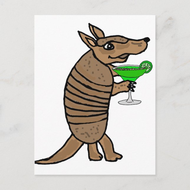 Carte Postale Amusant Armadillo Boire Margarita Art (Devant)