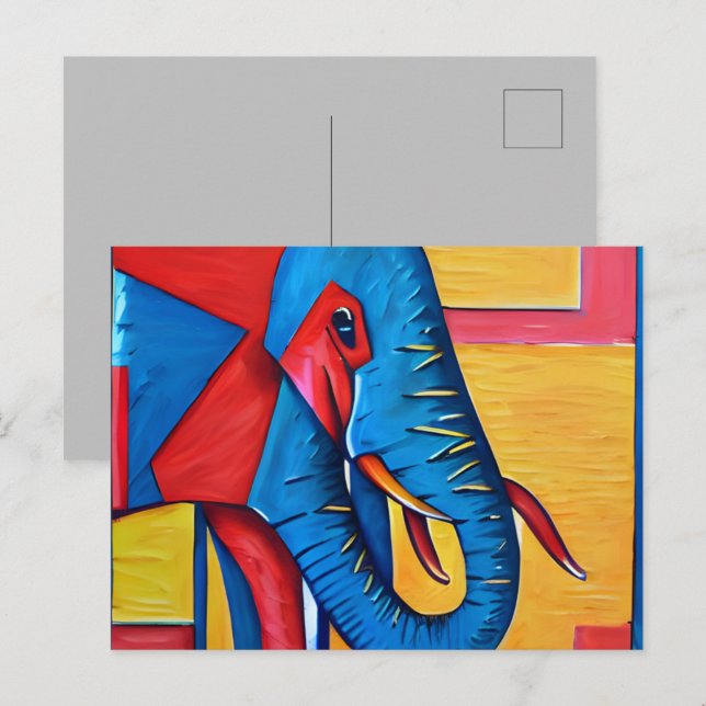 Carte Postale Amusant Artsy Abstrait Little Elephant (Devant / Derrière)