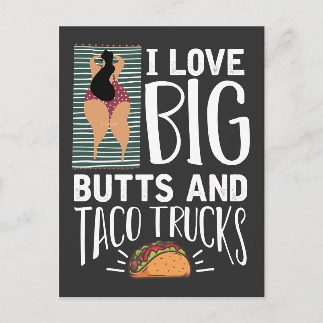 Carte Postale Amusant Big Butt et Taco Lover (Devant)