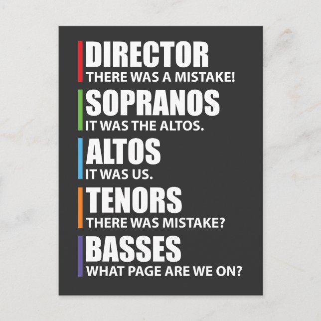 Carte Postale Amusant Chorale Chorale Chorale Plaisanterie (Devant)