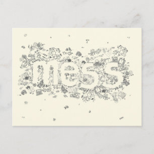 Carte Postale Amusant Créatif Famille Mess Texte Ligne dessin