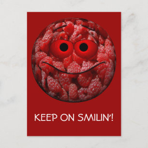 Carte Postale Amusant Emoticon framboise