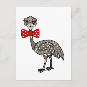 Carte Postale Amusant Emu Bird avec cravate arc rouge