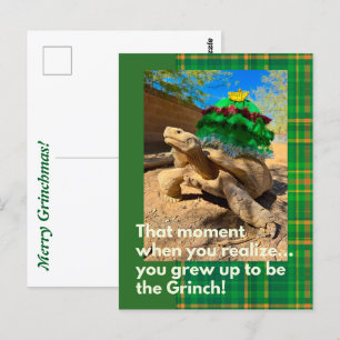 Carte Postale Amusant et festif Grinch Sulcata Tortoise Holiday