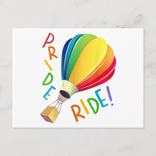 Carte Postale Amusant Gay pride Hot Air Balloon Rainbow Ride Gay (Devant)