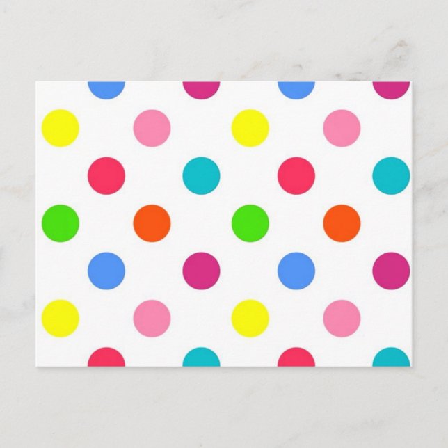Carte Postale Amusant grand pois rouge jaune vert rose orange (Devant)