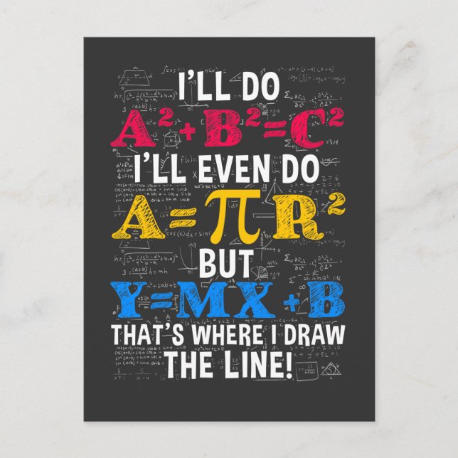 Carte Postale Amusant Humour enseignant mathématiques algèbre pl (Devant)