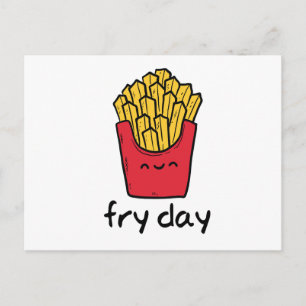 Carte Postale Amusant jeu de mot vendredi heureux frites dessin 