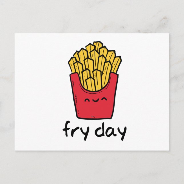 Carte Postale Amusant jeu de mot vendredi heureux frites dessin  (Devant)