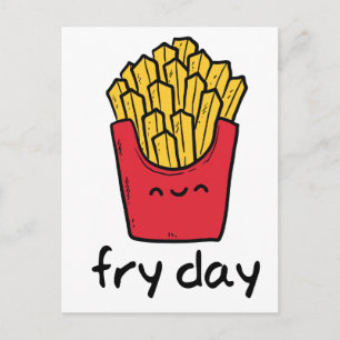 Carte Postale Amusant jeu de mot vendredi heureux frites dessin 