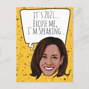 Carte Postale Amusant Kamala Nouvel An : Excusez-moi, je parle
