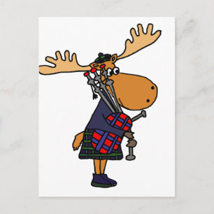 Carte Postale Amusant Oie Jouer Bagpipes Art
