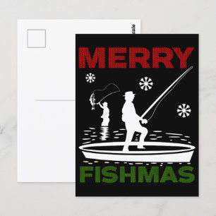 Carte Postale Amusant Pêche Joyeux Pêche Pêche et Nouvel An