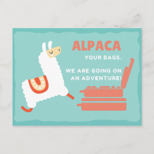 Carte Postale Amusant Voyage d'Alpaca blanc