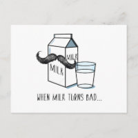 Carte postale amusante au lait et à la moustache