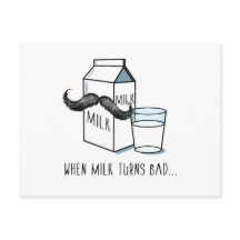 Carte postale amusante au lait et à la moustache