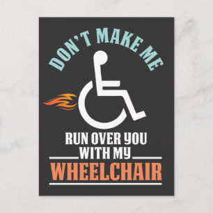 Carte Postale Amusante blague en fauteuil roulant pour comédien