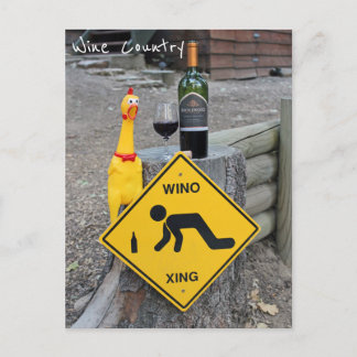 Carte postale amusante de poulet du pays du vin !