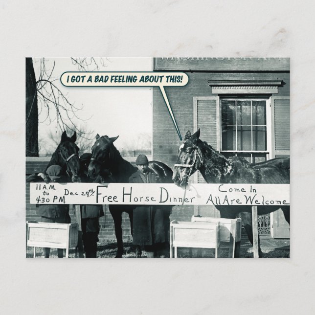 Carte postale amusante - Dîner Cheval (Devant)