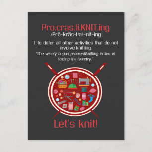 Carte Postale Amusante Femme Tricot Lit Knit Crafter