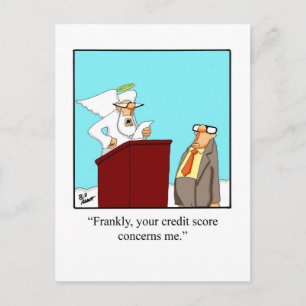 Carte postale amusante "Score de crédit paradis"