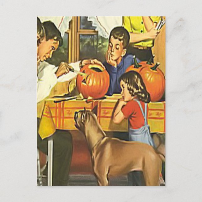 Carte Postale Amusement en famille à Halloween (Devant)