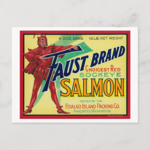 Carte Postale Anacortes, Washington - Coque Saumon Faust Étiquet