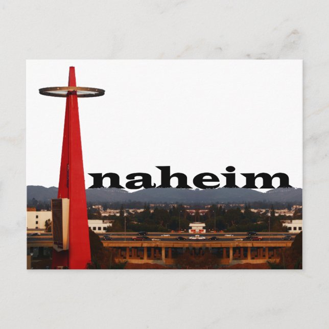 Carte Postale Anaheim CA Skyline avec Anaheim dans le ciel (Devant)