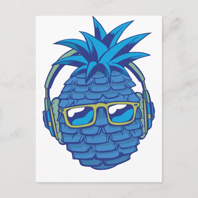 Carte Postale Ananas bleu cool (Devant)