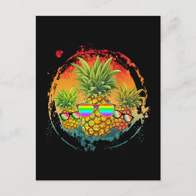 Carte Postale Ananas Drôle Vibrations D'été (Devant)