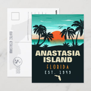 Carte Postale Anastasia Island Florida Retro Sunset Souvenirs